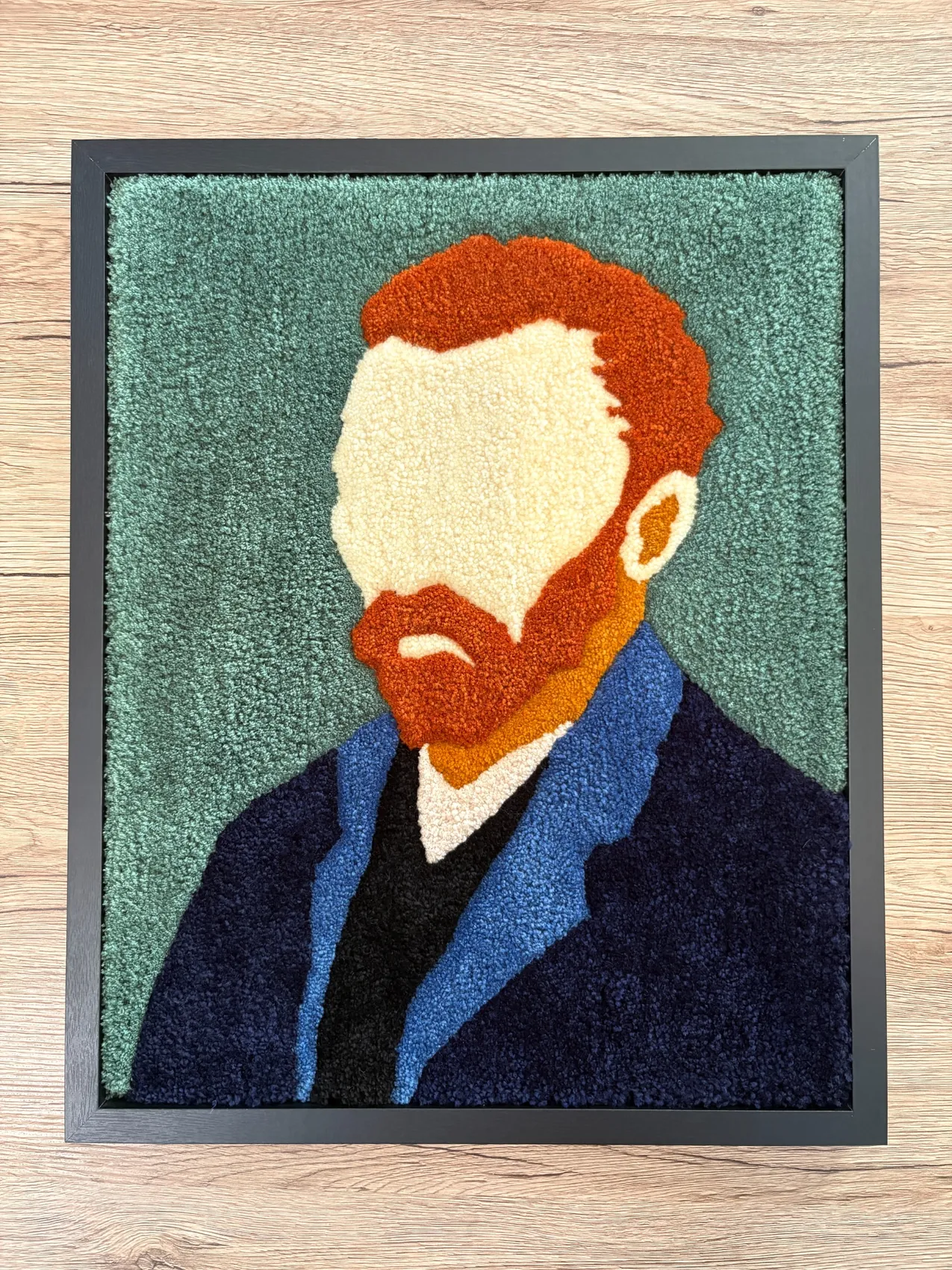 Portrait inspiré de Van Gogh — création tuftée Bruyère Avenue